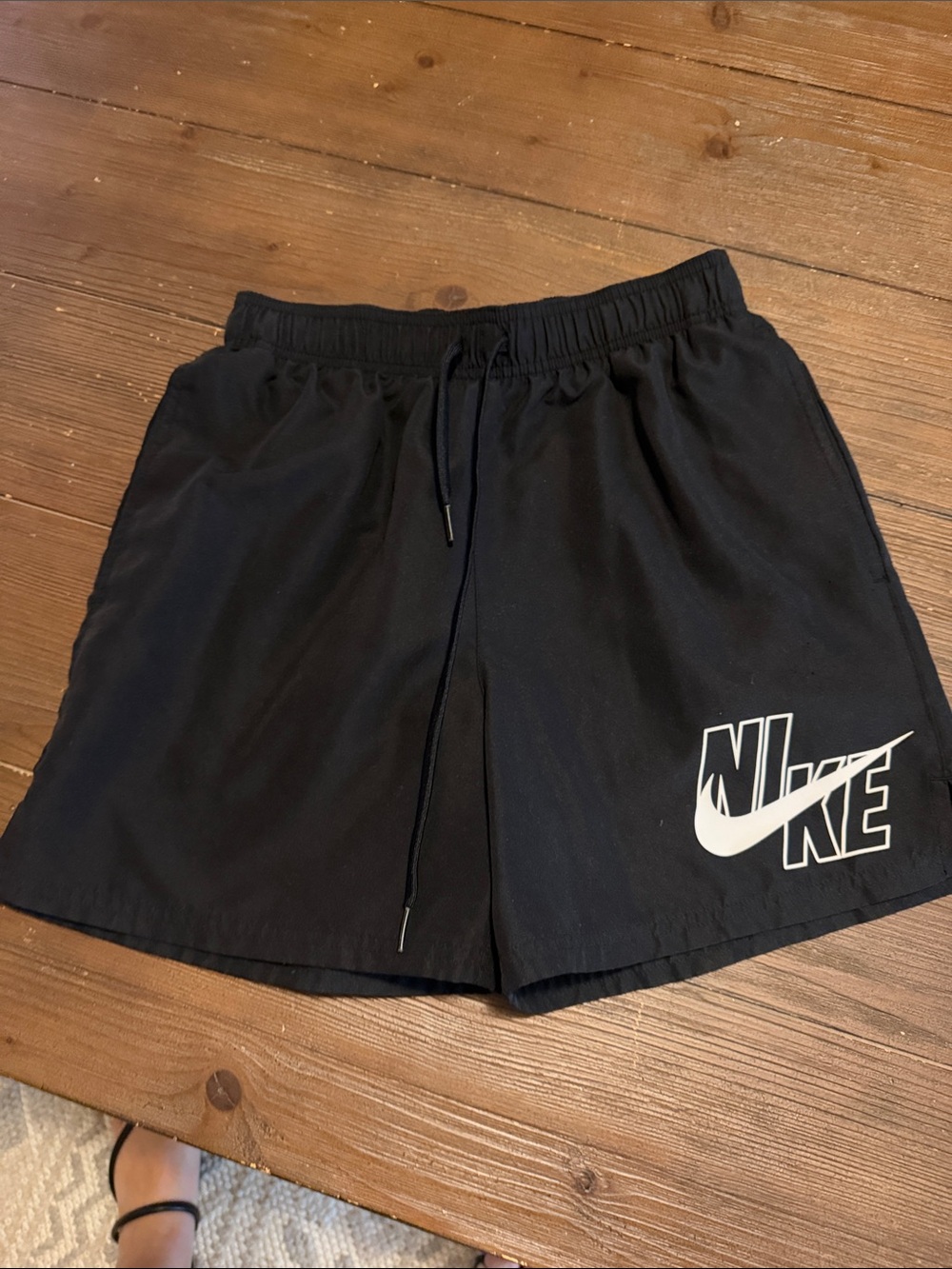 Nike Black Men's Athletic Shorts with White Logo